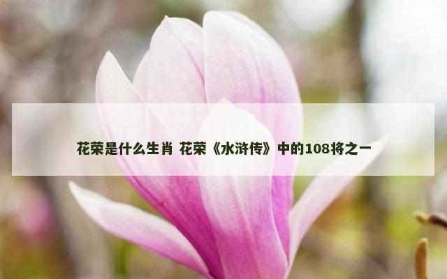 花荣是什么生肖 花荣《水浒传》中的108将之一