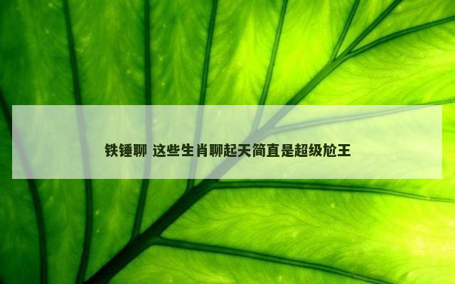 铁锤聊 这些生肖聊起天简直是超级尬王