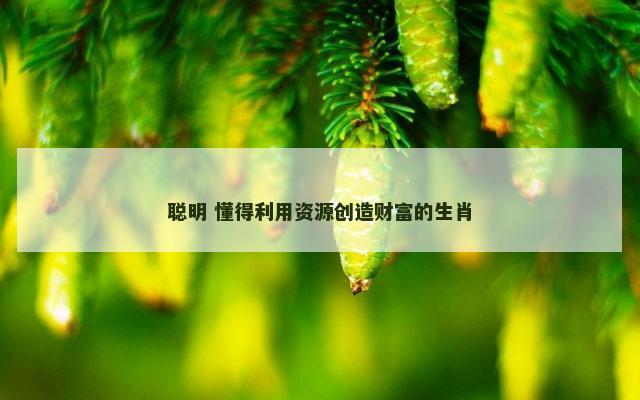 聪明 懂得利用资源创造财富的生肖