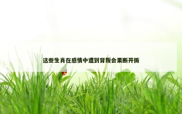 这些生肖在感情中遭到背叛会果断开撕