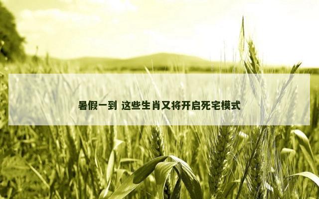 暑假一到 这些生肖又将开启死宅模式