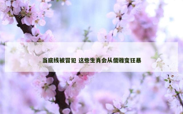 当底线被冒犯 这些生肖会从儒雅变狂暴