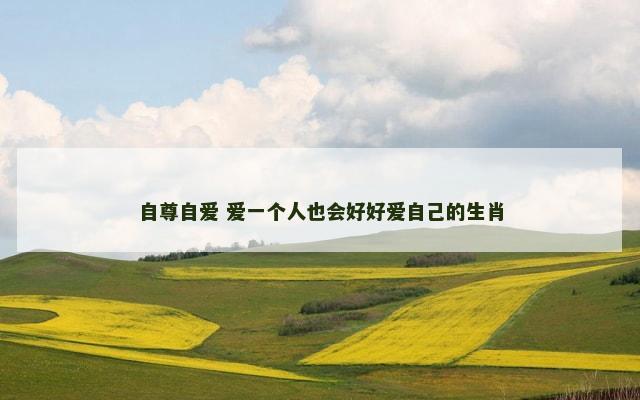 自尊自爱 爱一个人也会好好爱自己的生肖