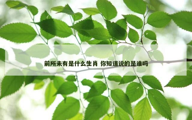 前所未有是什么生肖 你知道说的是谁吗