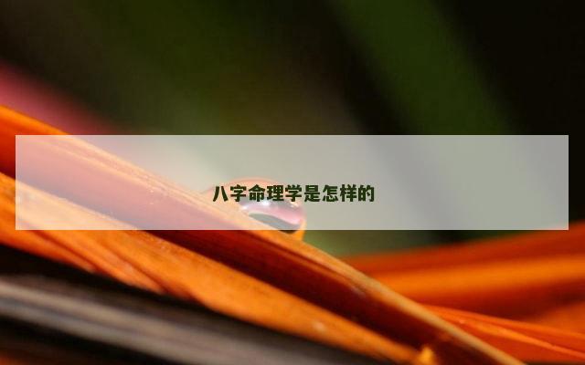 八字命理学是怎样的