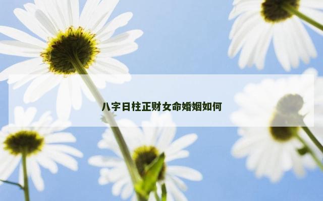 八字日柱正财女命婚姻如何