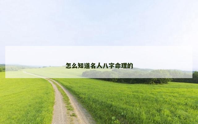 怎么知道名人八字命理的
