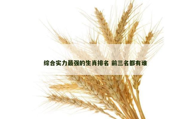 综合实力最强的生肖排名 前三名都有谁