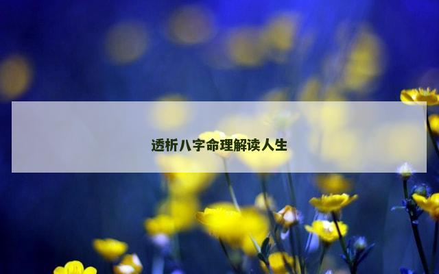 透析八字命理解读人生