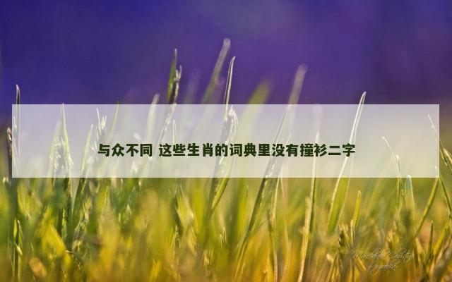 与众不同 这些生肖的词典里没有撞衫二字