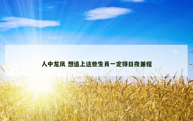 人中龙凤 想追上这些生肖一定得日夜兼程