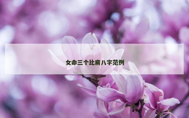 女命三个比肩八字范例