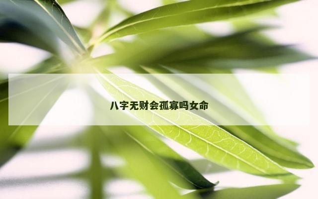 八字无财会孤寡吗女命