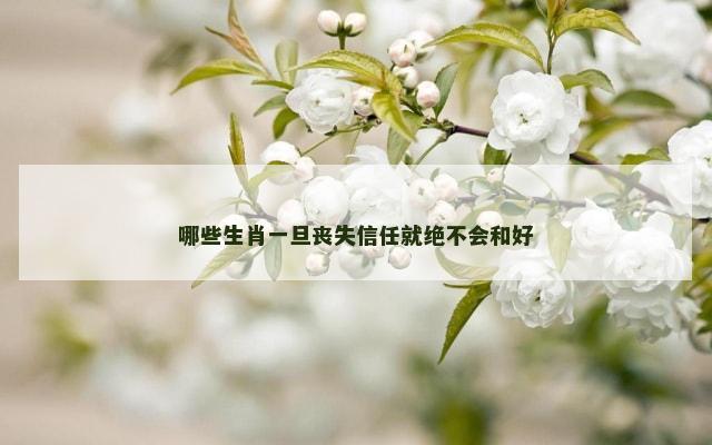 哪些生肖一旦丧失信任就绝不会和好