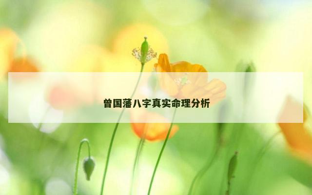 曾国藩八字真实命理分析