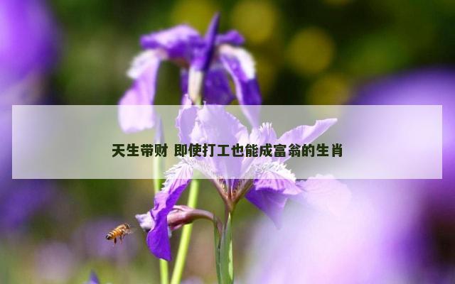 天生带财 即使打工也能成富翁的生肖
