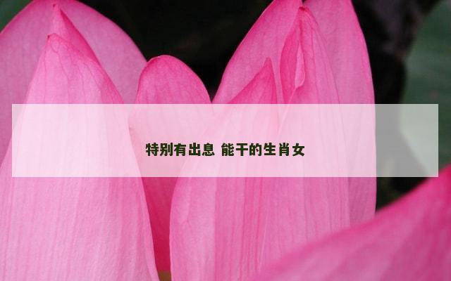 特别有出息 能干的生肖女