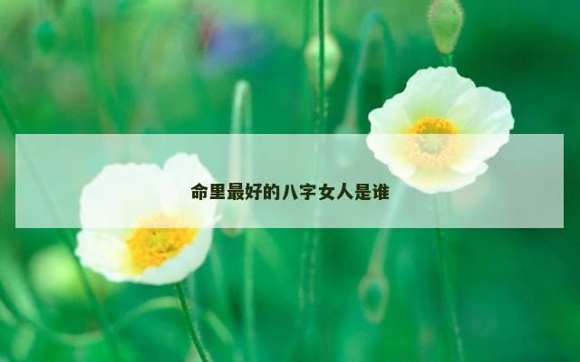 命里最好的八字女人是谁