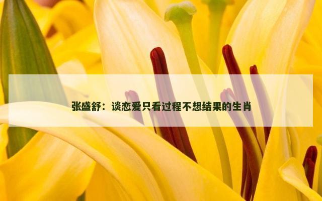 张盛舒：谈恋爱只看过程不想结果的生肖