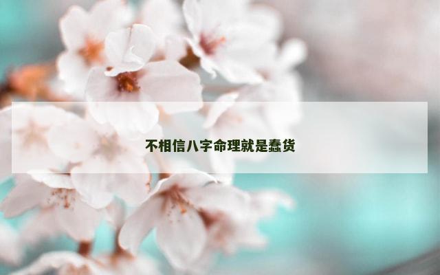 不相信八字命理就是蠢货