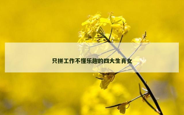 只拼工作不懂乐趣的四大生肖女