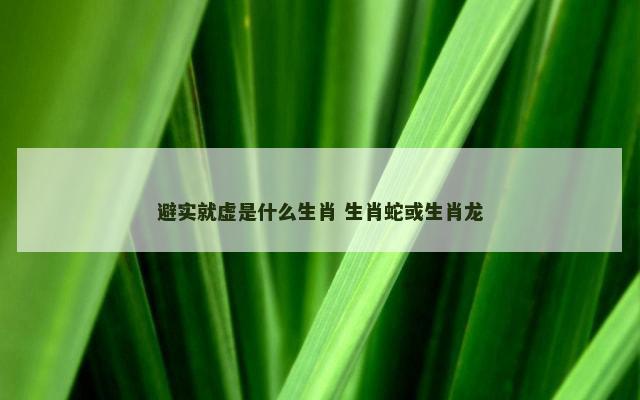 避实就虚是什么生肖 生肖蛇或生肖龙