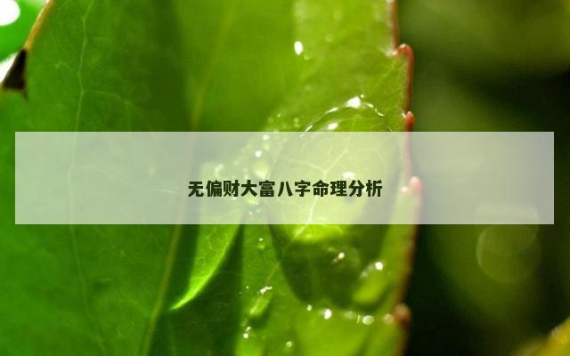无偏财大富八字命理分析
