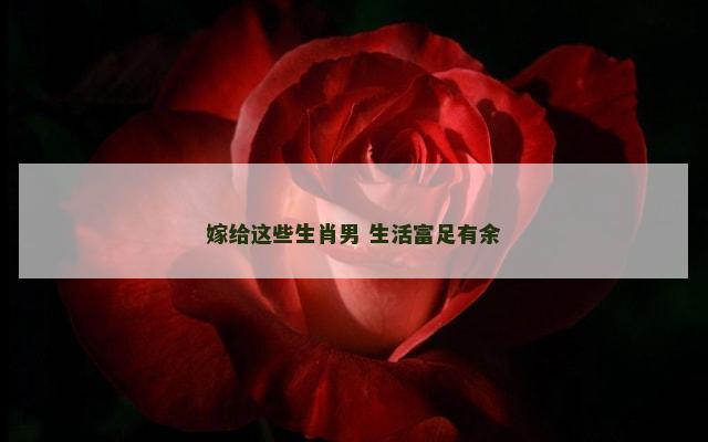 嫁给这些生肖男 生活富足有余