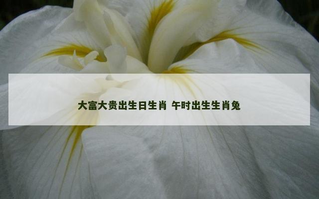 大富大贵出生日生肖 午时出生生肖兔
