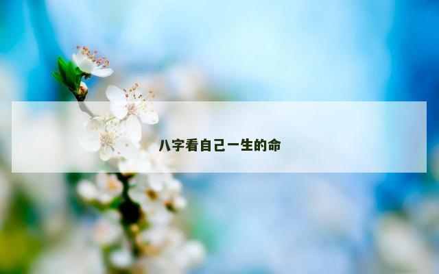 八字看自己一生的命