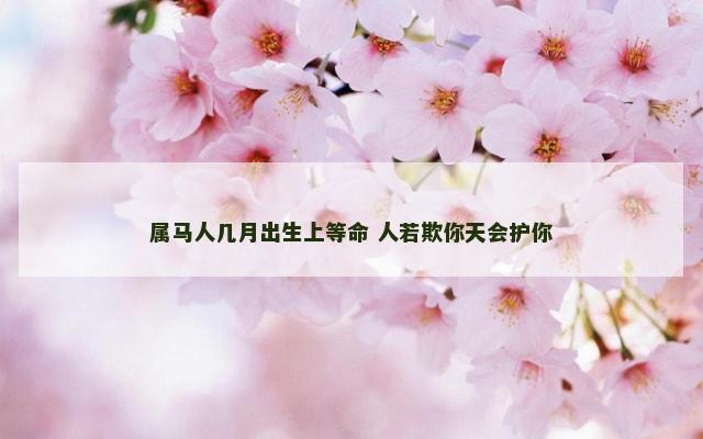 属马人几月出生上等命 人若欺你天会护你