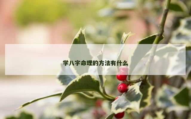 学八字命理的方法有什么