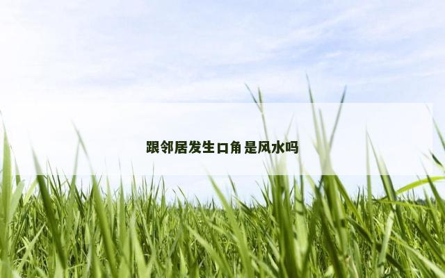 跟邻居发生口角是风水吗