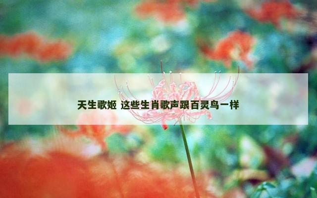 天生歌姬 这些生肖歌声跟百灵鸟一样