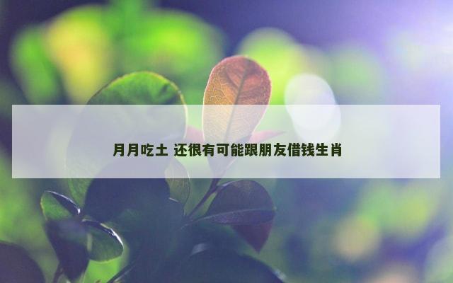 月月吃土 还很有可能跟朋友借钱生肖