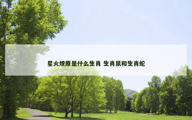 星火燎原是什么生肖 生肖鼠和生肖蛇