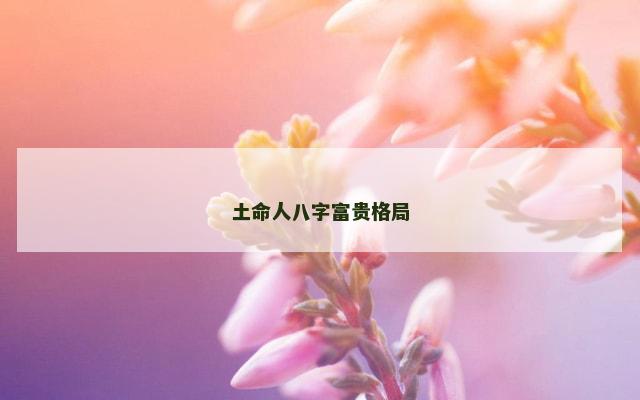 土命人八字富贵格局