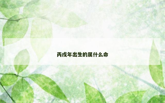 丙戌年出生的属什么命