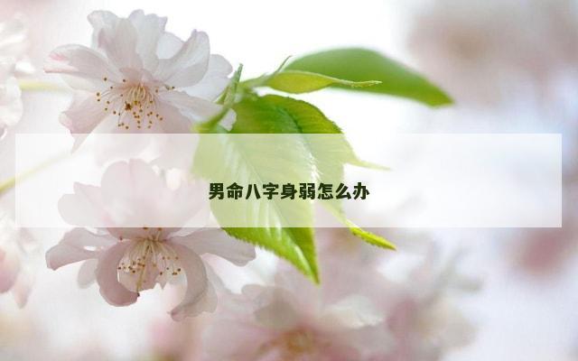 男命八字身弱怎么办