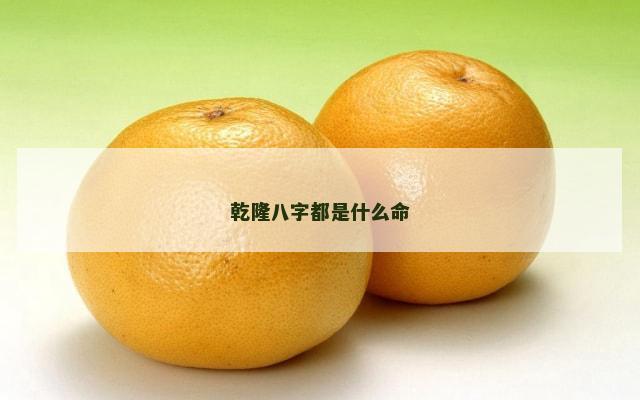 乾隆八字都是什么命