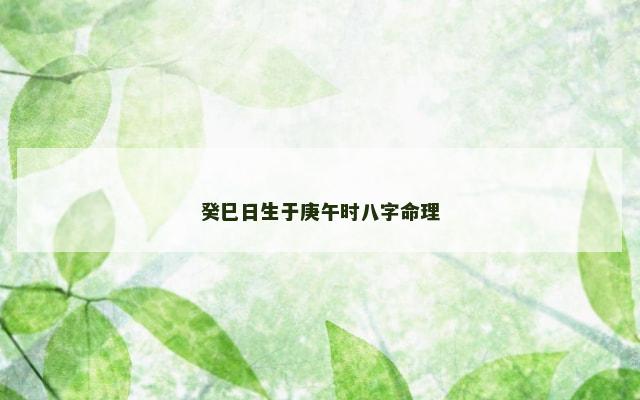 癸巳日生于庚午时八字命理