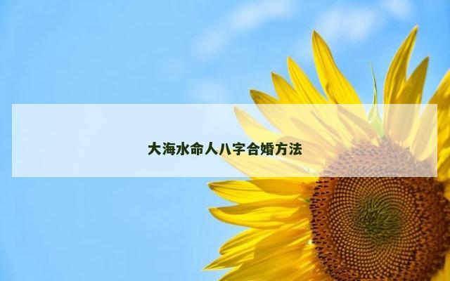 大海水命人八字合婚方法