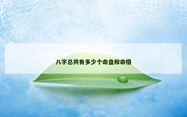 八字总共有多少个命盘和命格