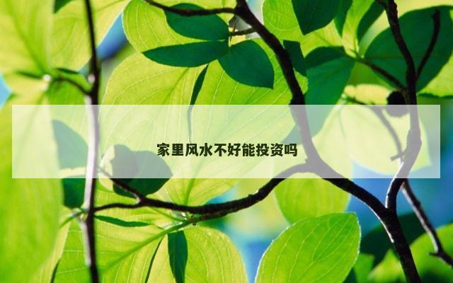 家里风水不好能投资吗