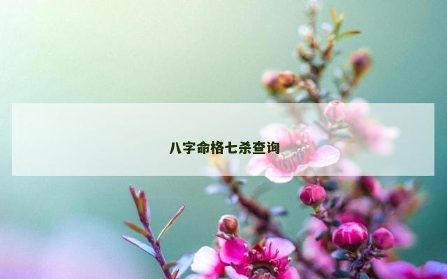 八字命格七杀查询