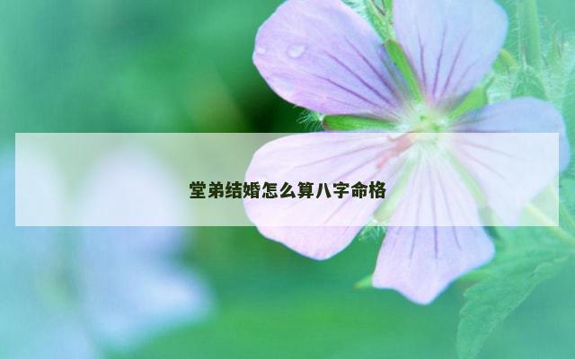 堂弟结婚怎么算八字命格