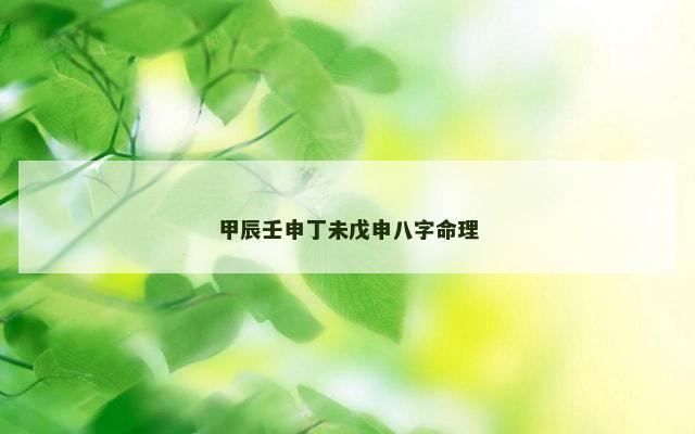 甲辰壬申丁未戊申八字命理