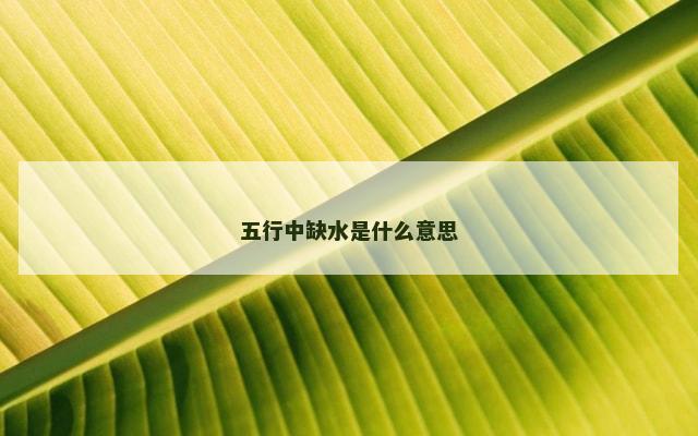五行中缺水是什么意思