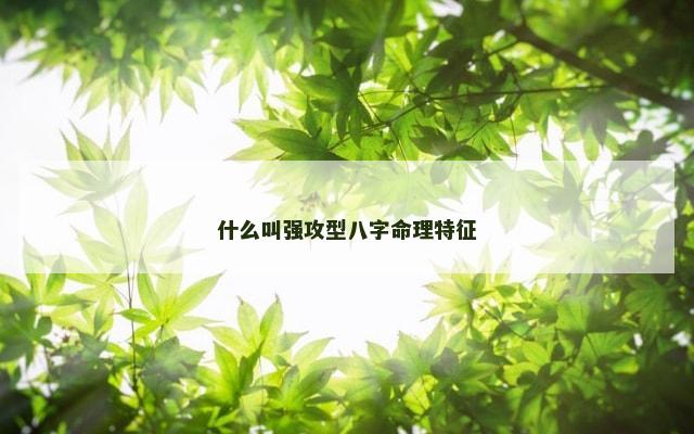 什么叫强攻型八字命理特征