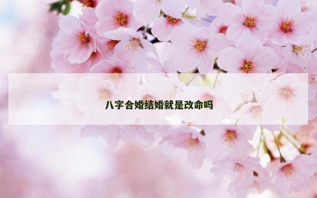 八字合婚结婚就是改命吗